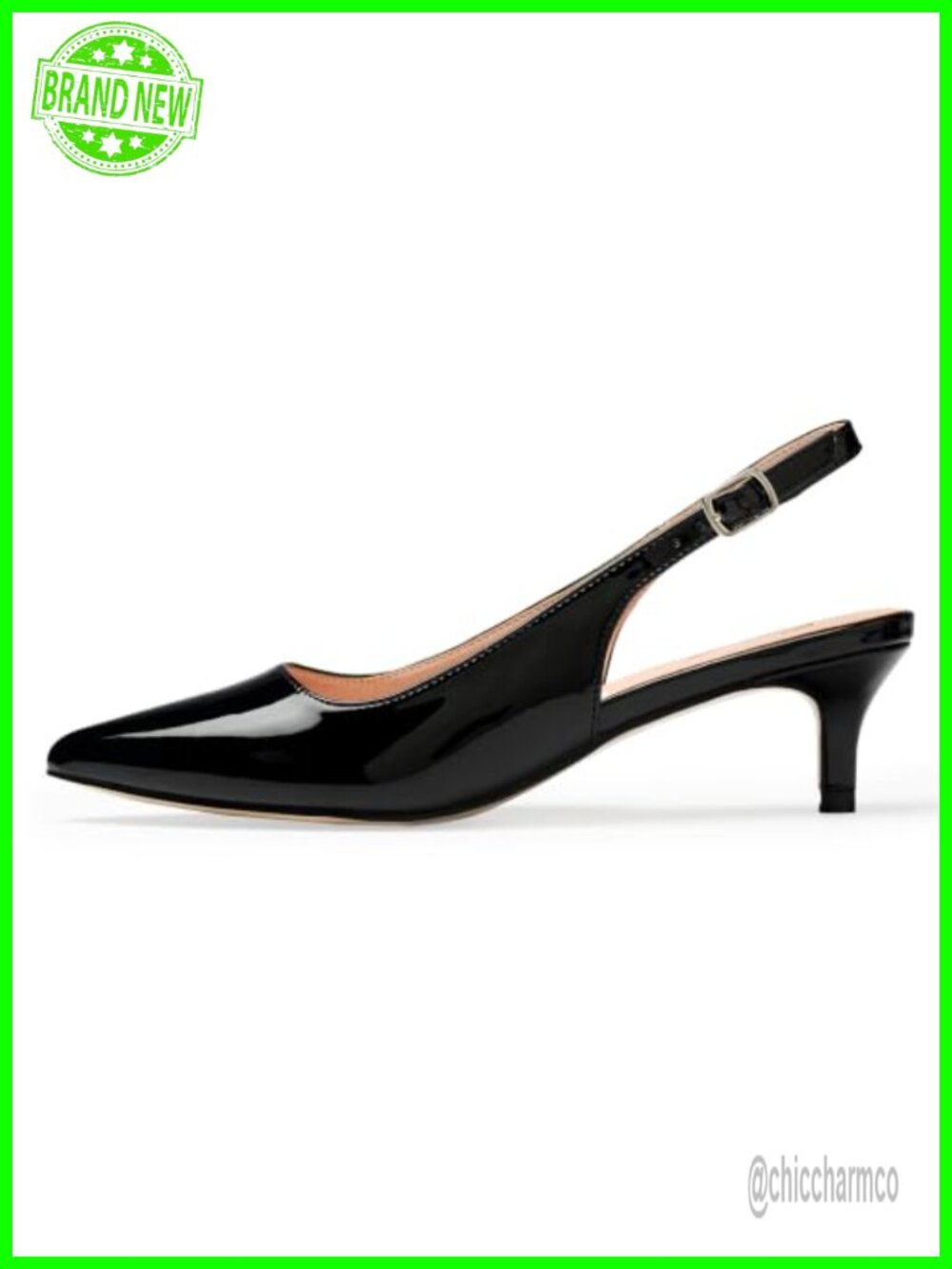 Women's Kitten Heels Slingback Pumps Closed Toe Low Heel Comfortable Work Shoes